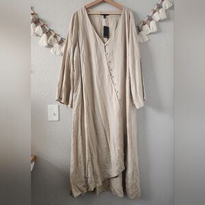 Eloquii Beige Button-Down Dress